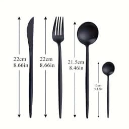 24-Piece Silverware Set for 6, Stainless Steel Flatware Set Matte Black , Modern Brushed Thick Cutlery Set with Spoons Forks