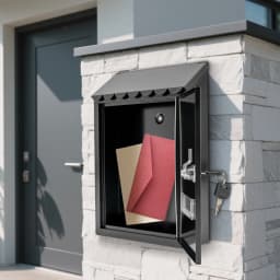 Wall Mounted Mailbox with Lock & Key Large Capacity Retro Style Iron Letter Box Weatherproof for House Apartment Office Use