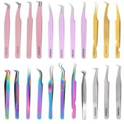 Veyes Inc Eyelash Extensions Tweezers Veyelash Professional 90 Degree Tweezers for Volume Stainless Steel 3D Accurate Closure