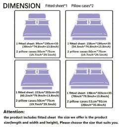 3pcs Cool Technology Digital Printing Material Plaid Fitted Sheet(1pc Bed Sheet+2pcs Pillowcase No Filling) Deep Pocket In 15 In