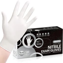 Disposable Nitrile Gloves 100 Count,White Latex Free Powder Free Gloves for Medical,Cleaning,Cooking and Food Handling