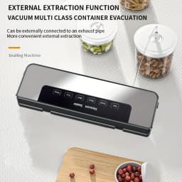 6-in-1 Food Vacuum Sealer Machine – 65KPa Strong Suction, Stainless Steel, Dry/Wet Modes with 20 Bags, Automatic Grey