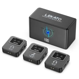 LEKATO Wireless IEM System-1 Transmitter to 10Receivers,30H Case,150ft Range for Live Band Low-Latency2.4G with OTG Input(MS-20)