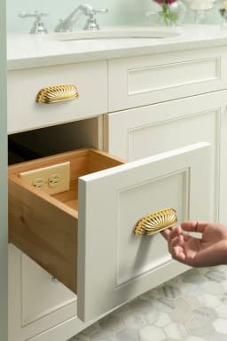 Goo-Ki Modern 3''Hole Centers Brushed Brass Cabinet Pulls,Accessible Luxury Zinc Alloy Din Cup Cabinet Pulls with Mordern Style