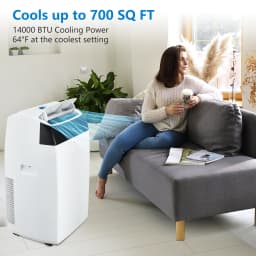 14000 BTU Portable Air Conditioner with Dehumidifier, AC Unit with Remote,Window Mount Exhaust Kit,for Rooms Up to 750 Sq. Ft.