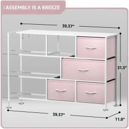 Kids Dresser with 8 Drawers - Chest Organizer Unit with Steel Frame Wood Top & Handle, Fabric Bins for Clothes, Customized
