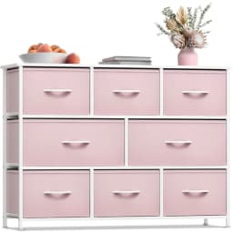 Kids Dresser with 8 Drawers - Chest Organizer Unit with Steel Frame Wood Top & Handle, Fabric Bins for Clothes, Customized