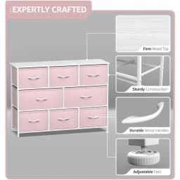 Kids Dresser with 8 Drawers - Chest Organizer Unit with Steel Frame Wood Top & Handle, Fabric Bins for Clothes, Customized