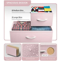 Kids Dresser with 8 Drawers - Chest Organizer Unit with Steel Frame Wood Top & Handle, Fabric Bins for Clothes, Customized