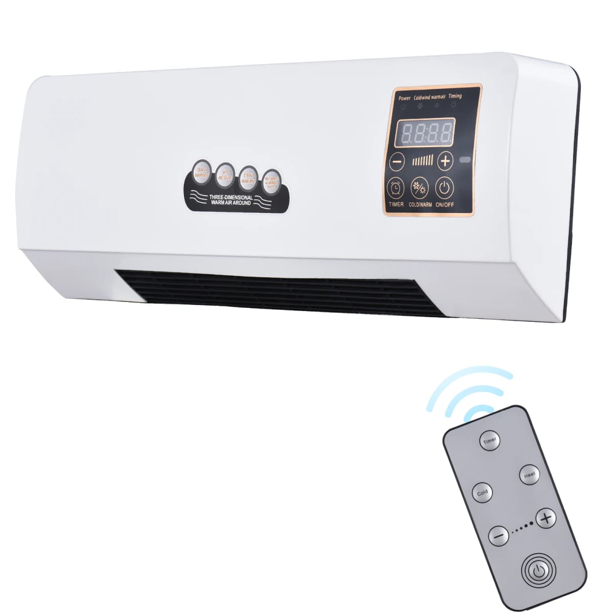 2-in-1 Heater and Fan Combo 1800W Timing Function Dual Use Wall Mounted Electric Fan and Space Heater with Remote Control