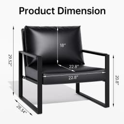 Black Faux Leather Accent Chair Set of 2 Comfortable Easy Clean for Living Room Bedroom Office, Customized