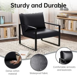 Black Faux Leather Accent Chair Set of 2 Comfortable Easy Clean for Living Room Bedroom Office, Customized