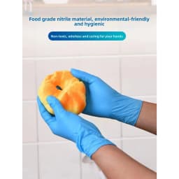 100pcs/Box Disposable Gloves Nitrile Black for Cleaning Powder Free, Blue Nitrile Gloves for Hairdressing Household Dishwashing