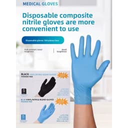 100pcs/Box Disposable Gloves Nitrile Black for Cleaning Powder Free, Blue Nitrile Gloves for Hairdressing Household Dishwashing