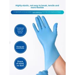 100pcs/Box Disposable Gloves Nitrile Black for Cleaning Powder Free, Blue Nitrile Gloves for Hairdressing Household Dishwashing