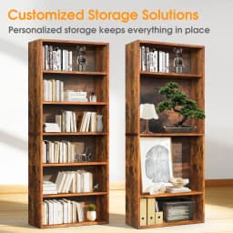 MCQ 6 Shelf Bookcase Wooden Large 63 Inch Tall Bookcase Standing Open Book Shelf Organizer Adjustable Display Storage Shelves