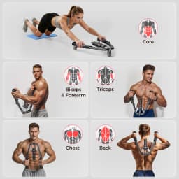 Full Body Power Trainer with Hydraulic Resistance, Push Twist Board with Ab Wheel for Chest, Arms, Shoulders and Core Strength
