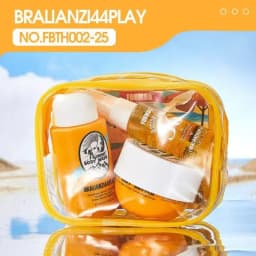 Sol de Janeiro Brazilian Bum Bum Cream & Shower Gel & Body Mist Travel Set - 3pcs Body Care Kit with Pouch