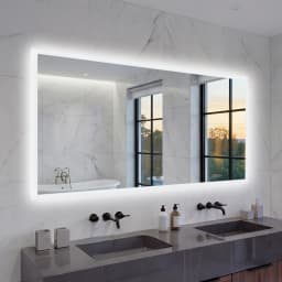 100/120CM Rectangular LED Bathroom Mirror Frameless Wall Vanity Mirror Smart Memory Function Touch Antifog 3 Colors Temperature