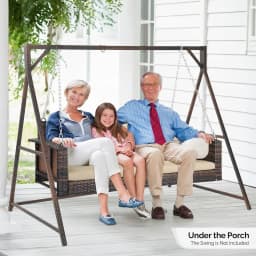 Outdoor Wicker Rattan Hanging Swing Set with Cushions, 5FT Heavy Duty 800 LBS Porch Swing for Yard, Garden, Lawn, Customized