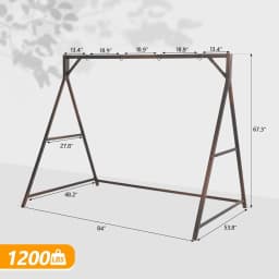 Outdoor Wicker Rattan Hanging Swing Set with Cushions, 5FT Heavy Duty 800 LBS Porch Swing for Yard, Garden, Lawn, Customized