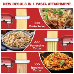 3 in 1 Pasta Attachment for Kitchenaid Stand Mixer Pasta Sheet Roller Spaghetti Cutter Ettuccine Cutter Maker Accessories