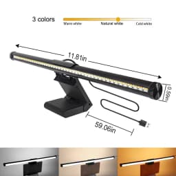 Stepless Dimmable RGB Monitor Light Bar, LED Screen Hanging Lamp with Atmosphere Lighting for Gaming & Study