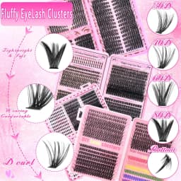 17 Pairs D Curl Cluster Eyelash Extensions, soft reusable fluffy thick upper & lower DIY individual lashes.