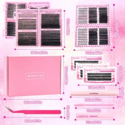 17 Pairs D Curl Cluster Eyelash Extensions, soft reusable fluffy thick upper & lower DIY individual lashes.