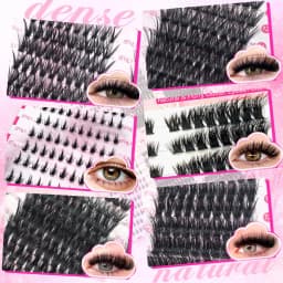 17 Pairs D Curl Cluster Eyelash Extensions, soft reusable fluffy thick upper & lower DIY individual lashes.