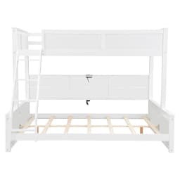 Twin XL Over Queen Bunk Bed Storage USB Kids Teens Bedroom Antique White Customized