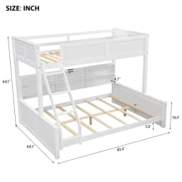 Twin XL Over Queen Bunk Bed Storage USB Kids Teens Bedroom Antique White Customized