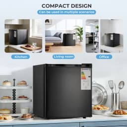 Mini Fridge 1.6 Cu.ft, Compact Small Drinks Refrigerator, Energy Saving, Adjustable Thermostat Dorm, Apartment, Bedroom, Black