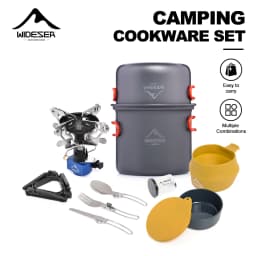 Widesea Camping Gas Stove Tableware Set Portable Gear Tourist Gadgets Kitchen Stuff Cooking Survival Camper Accessories Supplies