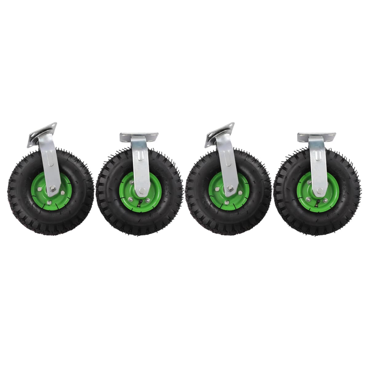 10 Inch Pneumatic Casters Set of 4, Heavy Duty Casters Air Tires Rubber Wheel with Tread Pattern for Hand Truck, Freight Equipment, 275.58lbs Capacity