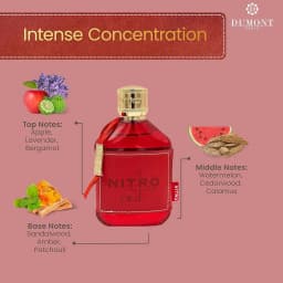 Dumont Nitro Red Intense 100ml 3.4oz EDP Spray Fresh Fruity Watery Woody Amber Unisex Cologne Long Lasting Summer Travel Daily Wear Office Date Night Graduation Season Birthday Christmas Xmas Holiday Gift Idea New Arrival Collection