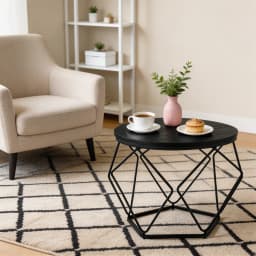 JHK 20IN Round Geometric Coffee Table Set of 2 Movable End Tables for Living Room Nesting Side Tables with Hidden Storage