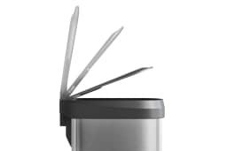 Garvee 13 gal / 50 L Stainless Steel Trash Can with Lid, Large Garbage Can for Kitchen, Rustproof Step-on Kitchen Metal Trash Bin with Liner Rim, Rear Handle, Soft Close Plastic Lid, Silver