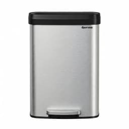 Garvee 13 gal / 50 L Stainless Steel Trash Can with Lid, Large Garbage Can for Kitchen, Rustproof Step-on Kitchen Metal Trash Bin with Liner Rim, Rear Handle, Soft Close Plastic Lid, Silver