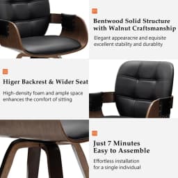 Set of 2 Mid Century Modern Chairs, Swivel Dining Chairs with Arms and Curved Back, Faux Leather Reception Room, Customized