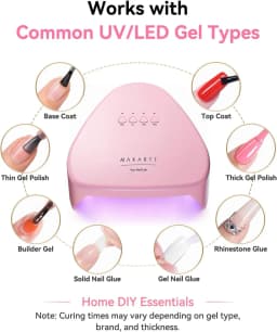 Makartt Compact Travel UV Nail Lamp Gel Polish Plug-in Nail Dryer 5s Flash Cure 99s Mode Dark Thick Gels Auto Sensor 4 Timers