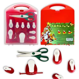 Christmas Pattern Punch Set with Lace Scissors, 9 Xmas Shapes Paper Hole Punch for Holiday Card DIY Scrapbooking Decor
