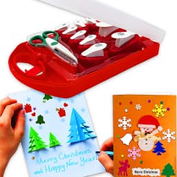 Christmas Pattern Punch Set with Lace Scissors, 9 Xmas Shapes Paper Hole Punch for Holiday Card DIY Scrapbooking Decor