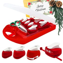 Christmas Pattern Punch Set with Lace Scissors, 9 Xmas Shapes Paper Hole Punch for Holiday Card DIY Scrapbooking Decor