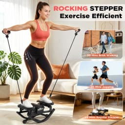 Relife 3D Lateral Rocking Stepper with Resistance Bands, Low-Impact Full-Body Workout Machine, 330LB Capacity Joint-Friendly Home Fitness Equipment with LCD Monitor, Compact Quiet Stepper for Hips, Legs & Core Training