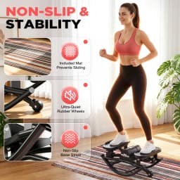 Relife 3D Lateral Rocking Stepper with Resistance Bands, Low-Impact Full-Body Workout Machine, 330LB Capacity Joint-Friendly Home Fitness Equipment with LCD Monitor, Compact Quiet Stepper for Hips, Legs & Core Training