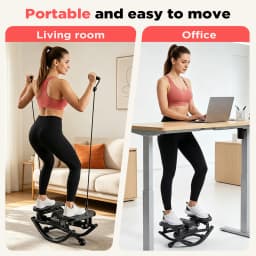 Relife 3D Lateral Rocking Stepper with Resistance Bands, Low-Impact Full-Body Workout Machine, 330LB Capacity Joint-Friendly Home Fitness Equipment with LCD Monitor, Compact Quiet Stepper for Hips, Legs & Core Training