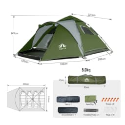 Night Cat Pop Up Tent 2-3 Persons Instant Set Up Tent with Footprint Tarp & Porch, Automatic Double Layer Waterproof Camping Tent with Rainfly