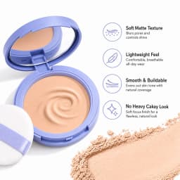 Soft Matte Pressed Powder Compact Oil Control Setting Powder Pore Blurring Lightweight Face Makeup Portable Mirror 3 Shades
