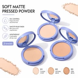Soft Matte Pressed Powder Compact Oil Control Setting Powder Pore Blurring Lightweight Face Makeup Portable Mirror 3 Shades